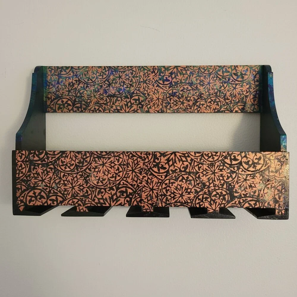 HANDCRAFTED Upcycled Wood Wine Rack HANDPAINTED Bar Decor Wall Art Decor